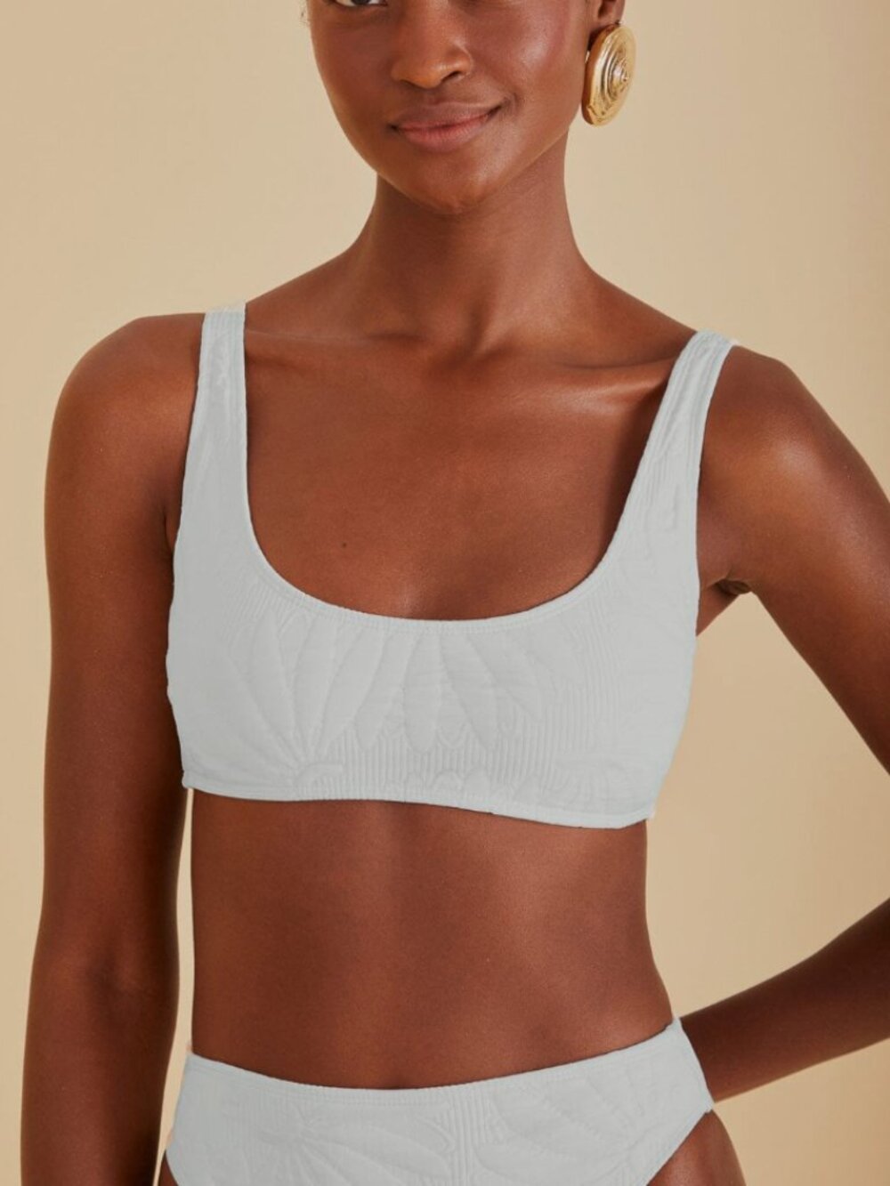 FARM Rio off white banana matelasse bikini top